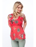 Coral floral blouse for everyday use MP28633 - Online store - Boutique